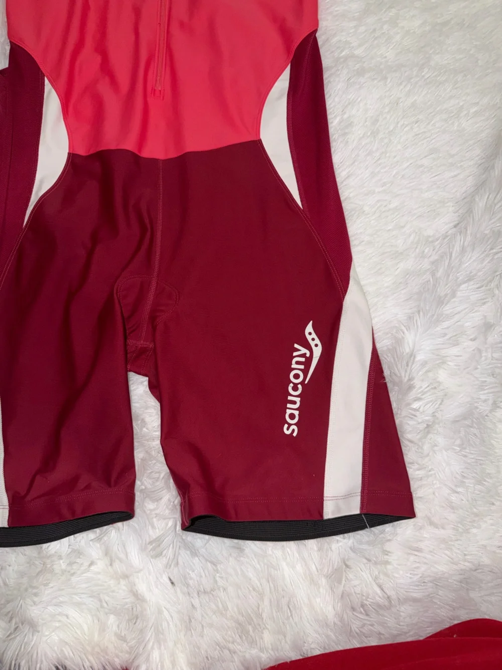 Saucony Women's Triathlon Suit Two-Tone Front-Zip One-Piece Swimsuit size XL